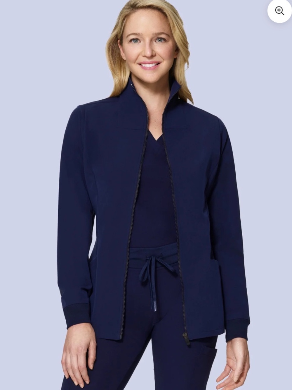 Mandala Modern Scrub Jacket Navy Blue Women Small